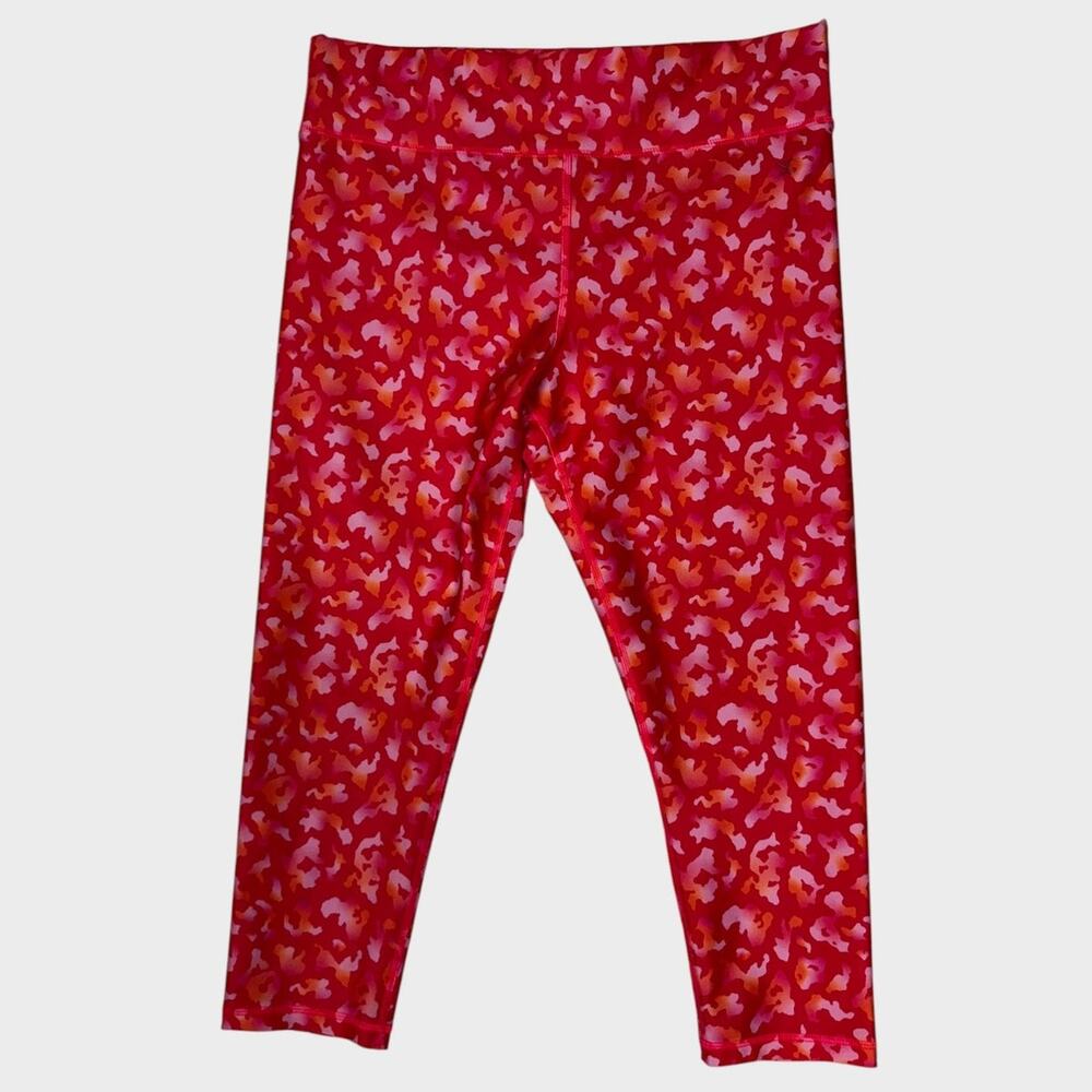 Xersion Quick Dry XL 7/8 Ankle Legging Red Orange Pink Print Polyester Spandex